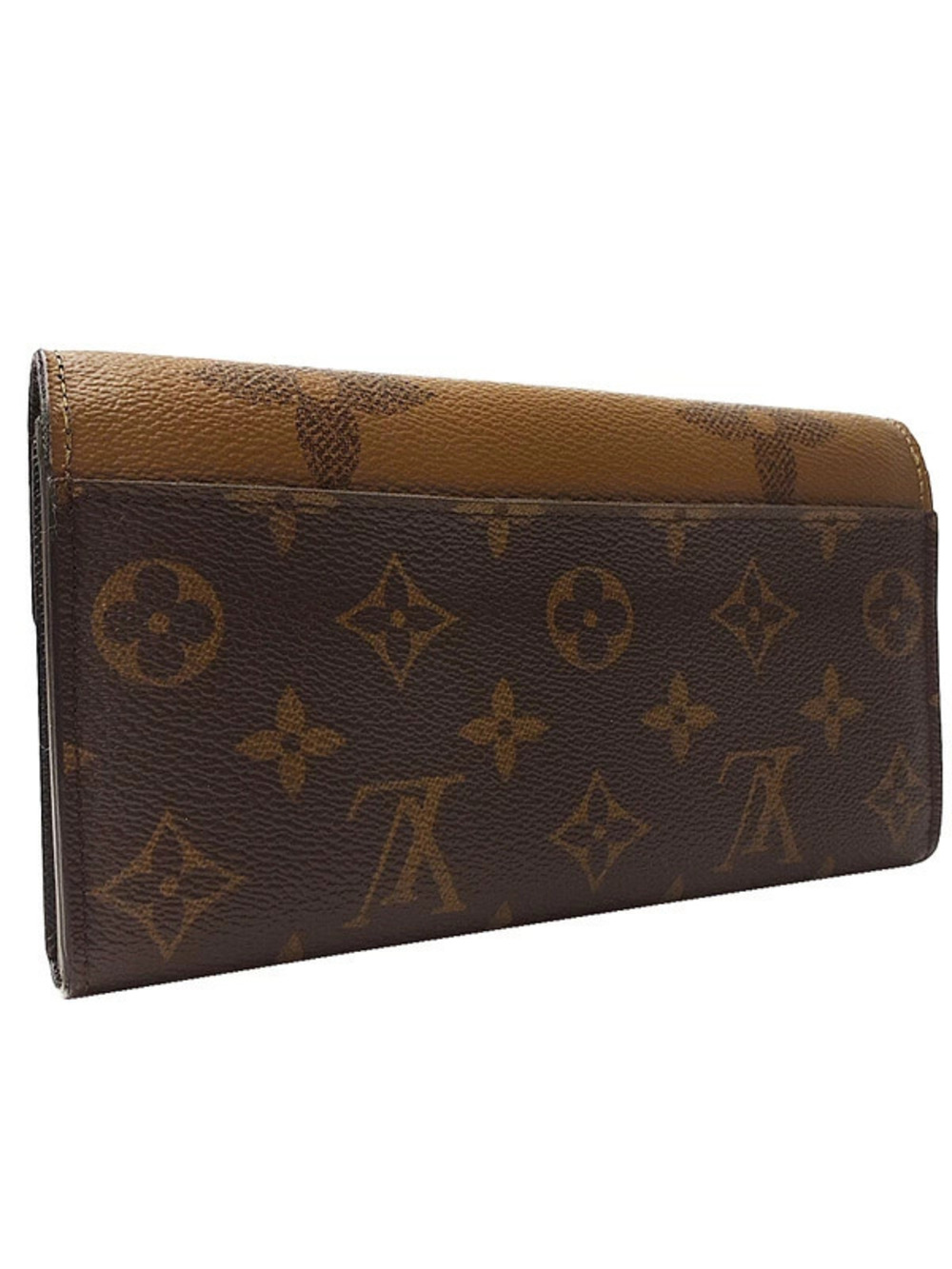 Louis Vuitton Sarah Portefeuille Giant Monogram Long Bi fold Wallet Brown